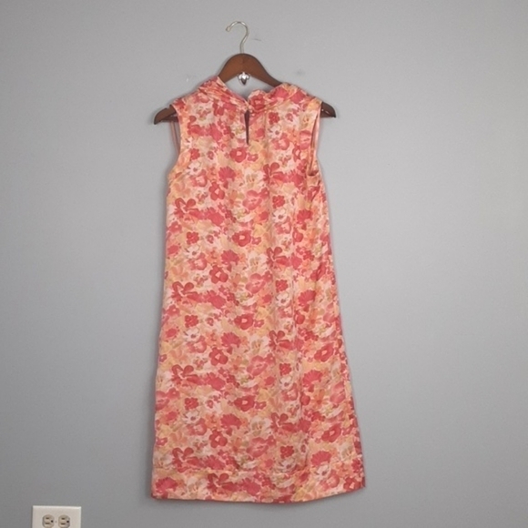 Talbots Cowl Neck Orange Spring Summer Sleeveless Floral Print Dress - Picture 8 of 9